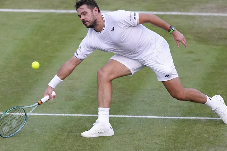 Wawrinka est à deux jeux de la défaite face à Monfils © KEYSTONE/AP/Kirsty Wigglesworth